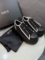 橙子出厂价P Smfk 国潮十字花厚底饼干鞋 休闲鞋 小白鞋 帆布鞋 买手店一鞋难求 超多明星网红种草 ，鞋面采用进口牛皮拼海绵网布透气舒适，内里羊皮上脚非常舒