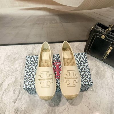 橙子出厂价p tory Burch 夏季新款 Tb草编渔夫鞋 一脚蹬乐福鞋 码数 35-41