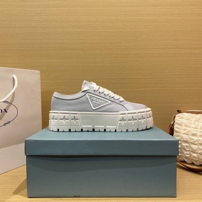 橙子出厂价p prada 普拉达 春夏新款 增高厚底饼干鞋 系带帆布鞋 材质 进口帆布 跟高 4Cm 码数 34-42