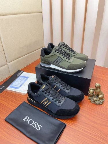 实价： Boss 高端系列运动男鞋，以经典的设计成为永不落幕的时尚宠儿，经典的休闲造型。鞋面采用牛皮鞋面 品牌Logo点缀 彰显品牌魅力；头层真皮里品牌专用大底