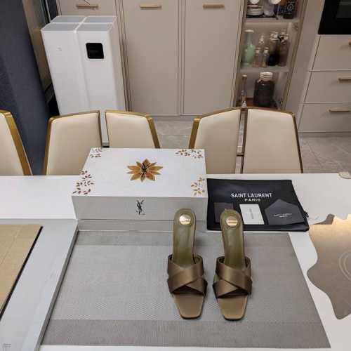 SAINT LAURENT ” SYL圣罗兰 顶级版本25SS众明星网红追捧的经典字母高跟，交叉礼带凉鞋。SYL 2025官方VIP 贵宾版金花磁铁盒 认清包装