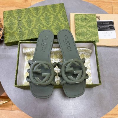 tpu亮光版本 工厂p现货 古驰 古奇拖鞋 gucci 最新款沙滩凉拖鞋一字拖 原版开模双G Logo 原版开模一致 尺码 35-42