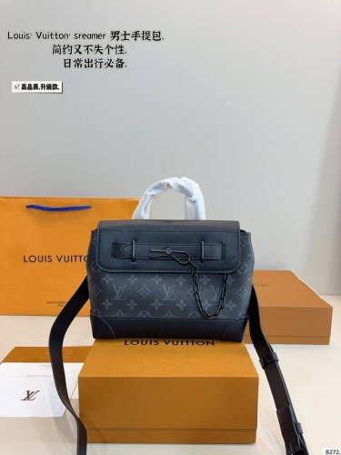 配礼盒. Lv Steamer男士手提单肩包 低调内敛 气质尽显 温润细腻 帅气高级 非常百搭耐看 经典时髦 尺寸：25*8*18Cm