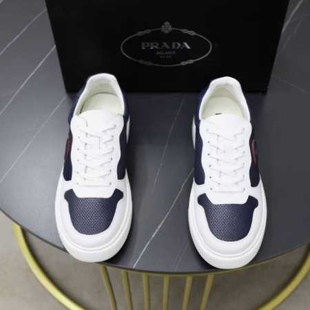 Prada 普拉* -高端品质 原单 -鞋面：进口纳帕小牛皮、打孔小牛皮、鞋身车缝品牌图腾、鞋舌空压品牌logo -内里：水染牛皮 -大底：超轻tpu 发泡；成 - 点击图像关闭