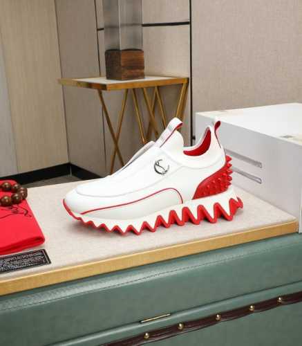 高端货 Christian Louboutin Cl红底鞋 专柜系列，情侣休闲板鞋 独家热款发布活动乳胶垫脚成品大底车线男38#-46,全球供货 顶级版 ：原版
