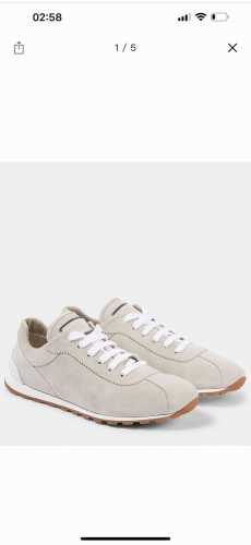 bc礼物早春新品]Brunello Cucinelli 女士小牛皮拼接休闲运动鞋 舒适百搭 装饰镶珠运动鞋 鞋面：一比一复刻高丝光、牛皮拼接特殊材料 搭配五金链