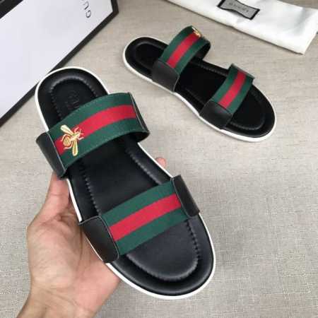 精致品质 古驰男士休闲拖鞋 鞋面进口牛皮+品牌织带原版双层组合大底，大底耐磨防滑，中低品牌大logo，时尚帅气，尊贵奢华，旅游居家不二之选 码数：38-44码 - 点击图像关闭