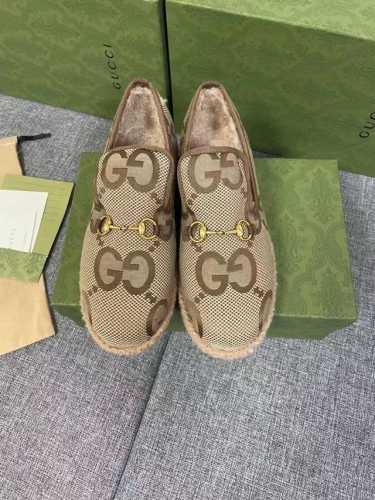GUCCI 官网新款 女士 秋冬羊毛乐福鞋 毛呢面配五金澳洲羊皮毛一体泰迪卷羊毛内里 舒适保暖吸汗 ， 颜色：6色出 码数：35～41# 42码可定做