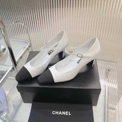 出厂价 size: 35-40 41订做不退不换 CHANEL 24P 早春新款斜方头高跟鞋单鞋 高版本一字带 尖方头 拼色玛丽珍鞋 小香家今年最火的两款鞋 就