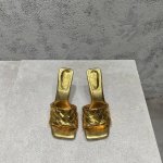 工厂p价p 顶级高端版本 代购品质 原版开发 Bottega Veneta2025Ss新品爆款夏季方头parco高跟穆勒凉拖鞋 Bv新款全真皮小结编织装饰抢手高