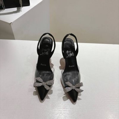 顶级版 原版盒 Christian Louboutin S原版做货重工Cl 水晶蝴蝶结高跟凉鞋～ 材质：进口Pvc施华洛水晶 内里：粒面珠光羊皮里 大底：原版进