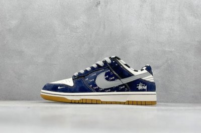 400 現貨 终端放店 Xc版 Nk Sb Dunk Low 斯图西联名 生胶蓝翻毛 周年高端定制 低帮休闲板鞋 #定制鞋盒 大厂纯原品质出货 超高清洁度 皮料