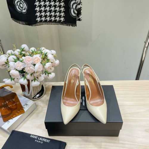早春经典系列～顶级版本 S**nt Laurent YSL 圣罗兰logo跟高跟凉鞋 后带完美的露肤度更显得白显瘦，经典时尚百搭款 低调中透露出高雅气质材料采用