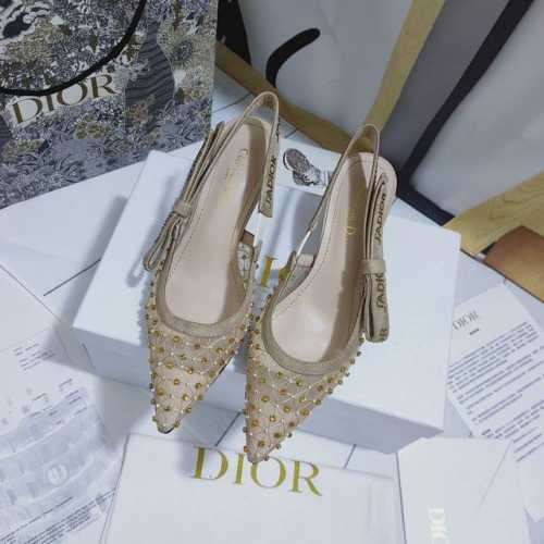 出厂价皮底 ，橡胶 中跟 6.5cm J'ADIOR 迪奥 DIOR&MOI 春夏最新Slingback标志性系列. 顶级代购版本 镂空网手工逢钻扣露跟平底女鞋