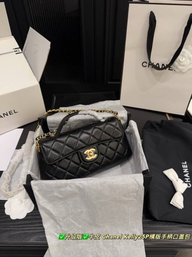 升级版牛皮 全套包装尺寸25.13 香奈儿Chanel Kelly25p横版手柄口盖包