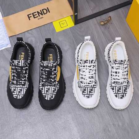 商品商标：Fendi 芬迪 休闲鞋 正码码数: 38-44 商品材料：精选 牛皮拼接鞋面 网内里 牛皮鞋垫 橡胶大底 - 点击图像关闭