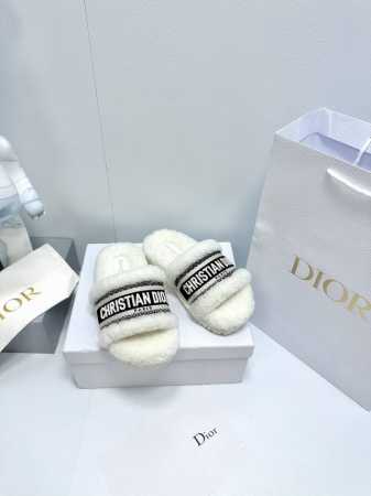 Dio*R Dr2023早春新款 Reverse 厚底果冻色女毛拖 Cd字母logo立体刺绣圆头拼色平底露趾拖鞋 市面顶级版本 材质:原版一致环保高温水溶棉质电 - 点击图像关闭