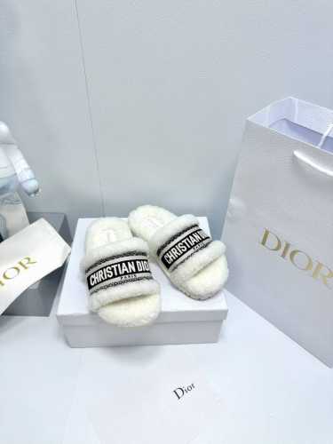 Dio*R Dr2023早春新款 Reverse 厚底果冻色女毛拖 Cd字母logo立体刺绣圆头拼色平底露趾拖鞋 市面顶级版本 材质:原版一致环保高温水溶棉质电