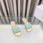 dior2025春夏新款Dway平底一字拖拼色女鞋 Cd字母Logo立体刺绣圆柱跟凉鞋 方头粗跟凉拖鞋 原版开发市面顶级版本 鞋面 原版一致水洗牛皮电绣高温水溶