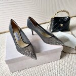 Jimmy Choo周仰杰 Jc经典款 网纱烫钻尖头细跟高跟单鞋，婚鞋必备 跟高 6.5Cm 8.5Cm 正码 35-39订做34.40.无退换