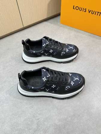 Louis Vuitton 路易威登 -高端品质 原单休闲运动鞋 -鞋面 荔纹小牛皮 品牌图腾高丝光帆布 后跟 品牌织带 -内里 水染牛皮 -大底 超轻Tpu. - 点击图像关闭
