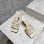工厂p价p 顶级高端版本 代购品质 原版开发 Bottega Veneta2025Ss新品爆款夏季方头parco高跟穆勒凉拖鞋 Bv新款全真皮小结编织装饰抢手高