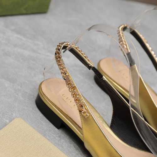 2024专柜同步春夏新款Gucci 24S春夏新品双G钻链扣后带凉鞋高跟Guccⅰ 经典女鞋:原版一比一开发，精心调制的鞋楦，面料采用原版质感.进口羊皮.配原板