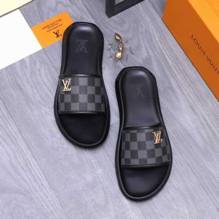 商品商标：Louis Vuitton 路易威登 拖鞋 正码码数: 38-44 45.46定做不退换 商品材料：精选经典格纹皮面 仿皮内里 原版大底 - 点击图像关闭