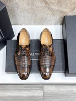 balmain 巴尔曼新款男士皮鞋 面料采用进口原版牛皮 车缝线工艺打造 全进口胎牛皮 看得见的质感 重工车线 标配Logo牛皮垫脚 大牌体验 上脚柔软舒适 男