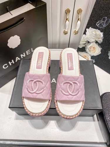 橙子出厂价p chanel 香奈儿 春夏新款 链条粗跟拖鞋 菱格高跟凉拖 码数 35-41