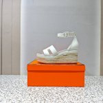 顶级Hermes 爱马仕麻绳底H凉鞋新款配色Oran凉鞋经典系列 独家原版开模，时尚又百搭 超级舒服 每个细节都做到极致 原版手掌纹 swift小牛皮 羊反绒，