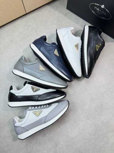 prada 普拉达 -高端品质 原单休闲运动鞋 -鞋面 纳帕小牛皮 打孔小牛皮 鞋身车缝品牌金属扣件 鞋舌丝印高周波品牌Logo -内里 水染牛皮 -大底 超轻