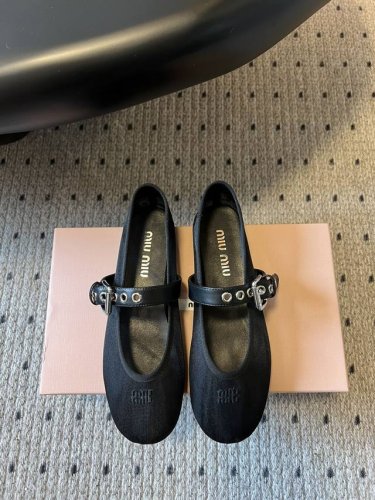 顶级品质 miu Miu 镂空网面芭蕾鞋单鞋 缪缪女士蝴蝶结装饰缎面芭蕾舞平底鞋独家高版 Miu Mi*2025春夏芭蕾网纱平底玛丽珍乐福鞋平底Zp开发 原版秒