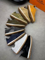 Hermes 爱马仕 -高端品质 原单休闲运动鞋 -鞋面：荔纹小牛皮、反绒小牛皮、鞋身锻造′H′图腾、鞋舌织带注塑品牌Logo -内里：品牌帆布，垫脚；水染牛皮