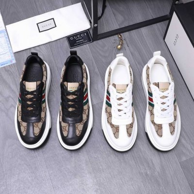 商品商标：Gucci 古驰 休闲鞋 正码码数: 38-44 商品材料：精选牛皮拼接织布透气鞋面 羊皮内里 橡胶大底