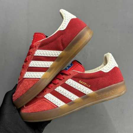 档口现货 公司级 鞋面双拼色 羚羊内训 德训 低帮板鞋 中国红 adidas Gazelle Indoor Trainers 羚羊内训系列低帮复古百搭休闲运动德 - 点击图像关闭