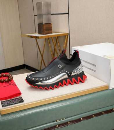 高端货 Christian Louboutin Cl红底鞋 专柜系列，情侣休闲板鞋 独家热款发布活动乳胶垫脚成品大底车线男38#-46,全球供货 顶级版 ：原版 - 点击图像关闭