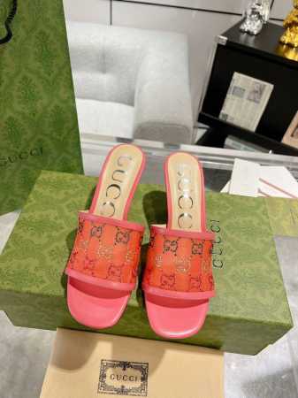 Gucci 23Ss 夏季新款钻面高跟凉拖鞋 正品一比一开发 原版材料 欢迎细节对比 跟高7.5Cm。 码数:35-42 40.41.42订做不退换 - 点击图像关闭