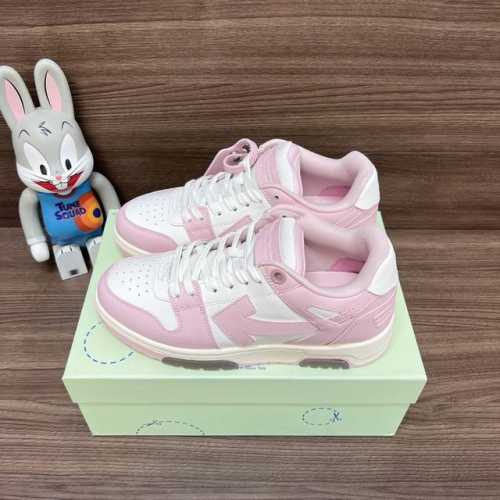 顶级版本Off-White Out Of Office 低帮滑板鞋情侣款粉白。 Off-White箭头符号、Ziptie 标签、1Ogo印花等经典元素皆在此呈现