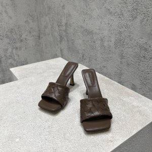 工厂p价p 顶级高端版本 代购品质 原版开发 Bottega Veneta2025Ss新品爆款夏季方头parco高跟穆勒凉拖鞋 Bv新款全真皮小结编织装饰抢手高