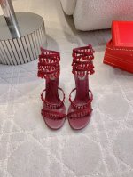 出厂价p Ren* Caovill*水晶吊坠高跟仙女凉鞋 上脚仙气十足 堪称工艺品 原版开发水晶吊坠烫钻 垫脚羊皮 意大利真皮大底 跟高9.5Cm 码数35-3