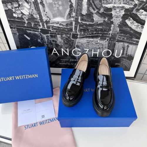 Stuart Weitzman SW SOHO LOAFER 厚底扣带学院风乐福鞋 进口A级小牛漆皮混种羊内里 原版开模发泡大底 码数35-39 34 40订做