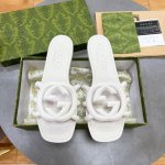 tpu亮光版本 工厂p现货 古驰 古奇拖鞋 gucci 最新款沙滩凉拖鞋一字拖 原版开模双G Logo 原版开模一致 尺码 35-42