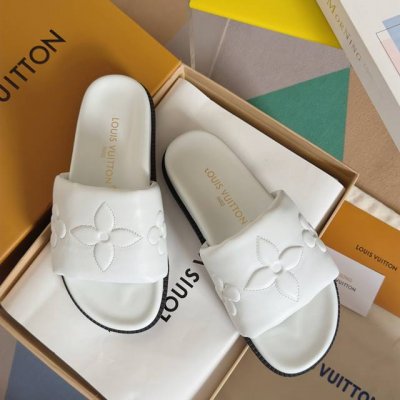 顶级版本：女款 LV村上隆联名 L家驴牌BOM DIA COMFORT系列 魔术贴 牛仔布 老花 凉鞋 平底凉拖鞋原版购入开发 做货 本款 Bom Dia Co