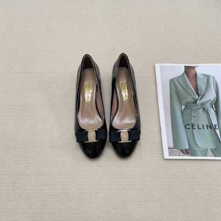 橙子出厂价p ferragamo 菲拉格慕 经典蝴蝶结 圆头玛丽珍鞋 平底鞋 粗跟单鞋 高跟鞋 跟高 平底 4Cm 7Cm 码数 34-42 - 点击图像关闭