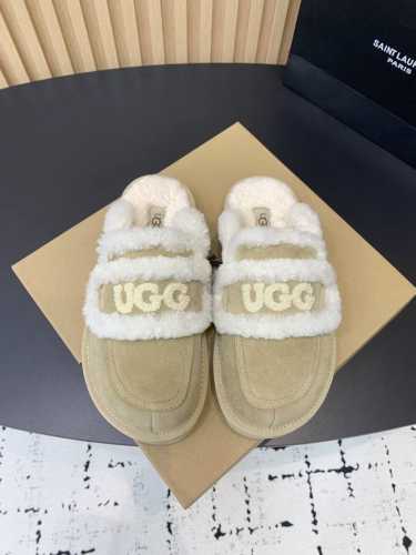 UGG油叽叽新款澳洲厚底小羊羔毛网红毛毛拖鞋，小胖丁嘟嘟鞋！材质牛皮，内里真羊毛，配刺绣百搭时尚！一次成型大底防滑耐磨！ Size：35-41 40.41订做不