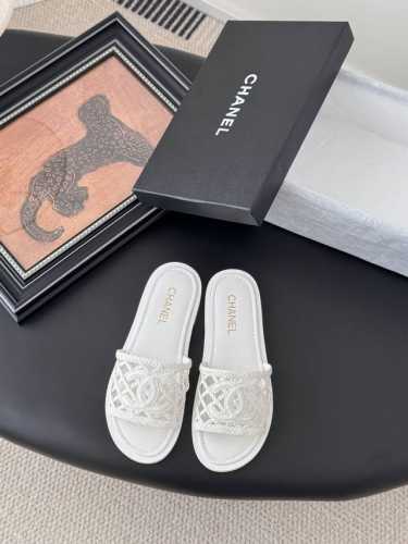 Chanel 25K春夏新品编织拖鞋 鞋面编织面，内里羊皮，真皮大底。 Size:35-39 40定