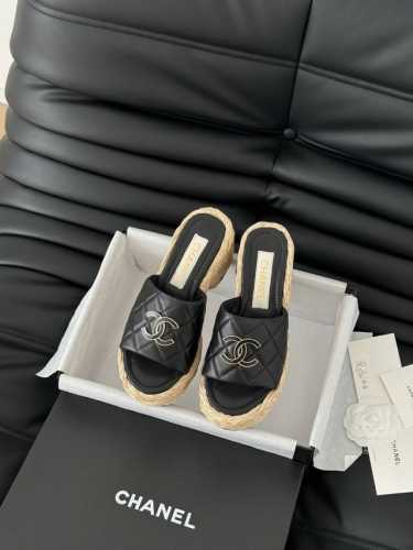 Chanel 25P新款双C编织拖鞋 新编织面料 编织鞋面 内里羊皮 原版大底 Size:35-39 其他码数定做