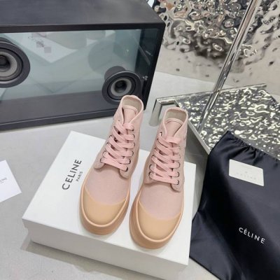 CELINE 热卖价 Celine 赛琳秋冬新款厚底帆布鞋~~ celine轻奢风格厚底高帮帆布鞋简单舒服干净最近真的中了Celine毒这季每一款都好看爱死了√