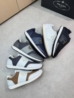 prada 普拉达 -高端品质 原单休闲运动鞋 -鞋面 纳帕小牛皮 品牌高丝光帆布 鞋身车缝品牌金属扣件 鞋舌丝印高周波品牌Logo -内里 水染牛皮 -大底
